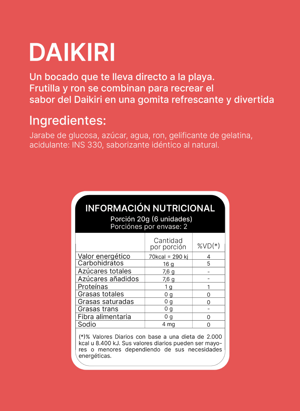 Gomitas con alcohol Touch Gummy sabor Daikiri
