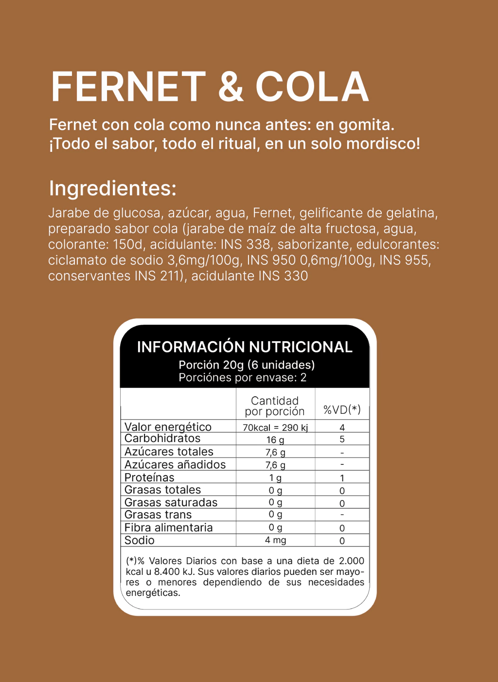 Gomitas con alcohol Touch Gummy sabor Fernet con Cola